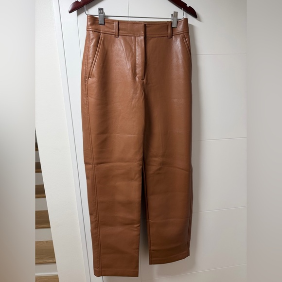 Babaton Brown Wide-Leg Vegan Leather Pants - Picture 5 of 7